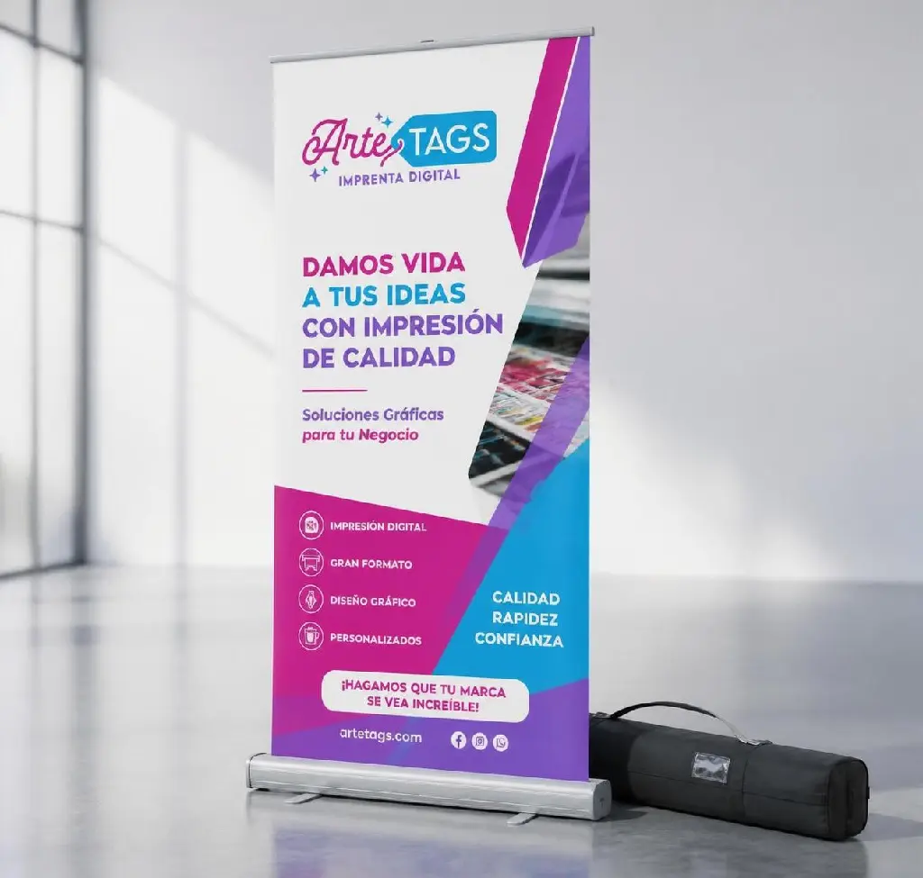 AI Generated Pendón roller con bolsita de transporte Arte Tags